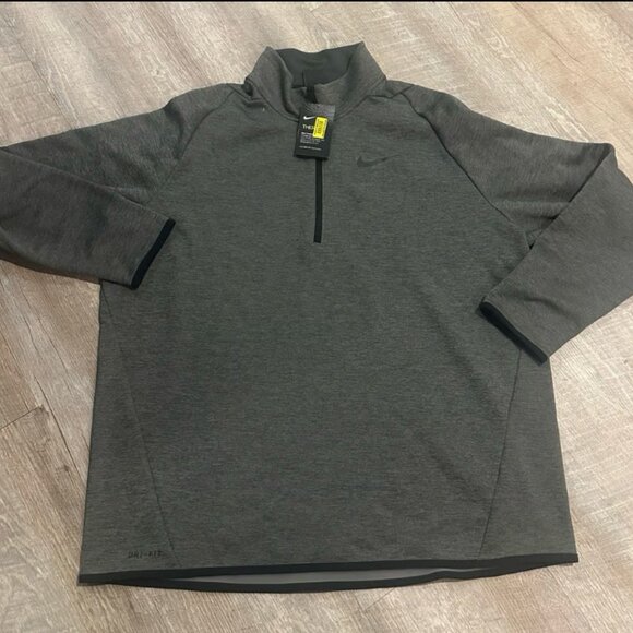 Nike Sweater Mens Gray Long Sleeve Pullover 1/4 Zip Dri Fit Performance - Picture 1 of 6